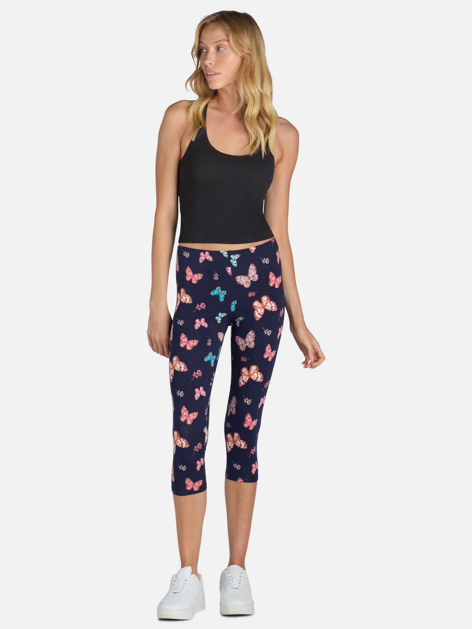 No Boundaries Mid Rise Slim Fit Black Soot Capri Leggings, L
