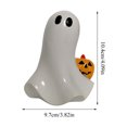 thumbnail image 3 of Halloween Ghost Resin Statue Figurine with Sunglasses Bow and Pumpkin Basket Hand-Painted 3D Sculpted Spooky Ornament for Home Tabletop Shelves Fireplace Display Decor, 3 of 7