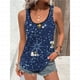 thumbnail image 4 of Camisetas sin mangas para mujer, cuello en U, básicas, con estampado de dibujos animados de Snoopy, informales, negras, sin mangas, estilo playero para vacaciones de verano para mujer, 4 of 5