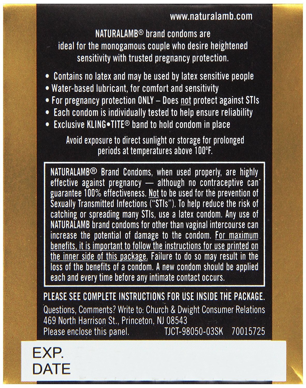 Naturalamb Natural Skin Condoms Lubricated 3 Each (Pack of 2) - image 2 of 2