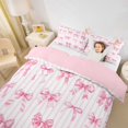 thumbnail image 3 of spefrowx Watercolor Bow Twin Duvet Cover for Girls, Girly ink Stripe Bowknot Twin Bedding, Pink Reversible, 2 Pieces, 1 Duvet Cover and 1 Pillowcase, 3 of 6