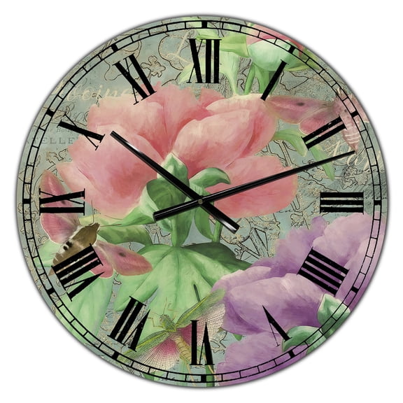 Designart Oversized Multicolor Analog Round Cottage Modern Wall Clocks, CLM25152-C23