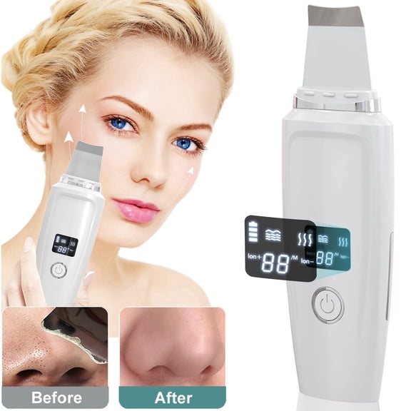 JUUTREN Blackhead Remover Skin Scrubber Face Spatula Skin Spatula Pore Cleaner Tools with 4 Modes, Ultrasonic Face Cleanser for Deep Cleansing, 4 in 1 Facial Skin Care Tool