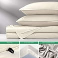 thumbnail image 6 of Queen Sheets, Genuine 100% Organic Viscose Derived from Bamboo Bed Sheet Set, Luxuriously Soft & Cooling, Double Stitching,  (Queen, Ivory), 6 of 9