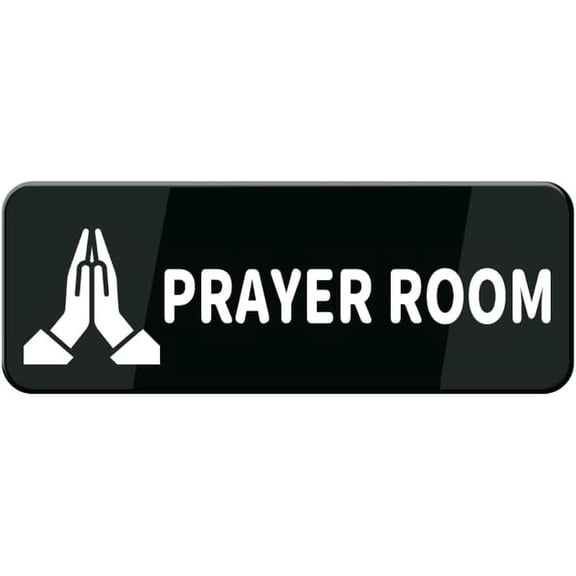Prayer Room Sign 10"X3" Black White Acrylic - Self Stick Door Sign Wall Decal For Offices Businesses House Home