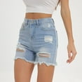 thumbnail image 4 of Durtebeua Women Denim Shorts Stretchy Ladies Fray Casual Denim Shorts blue M, 4 of 6