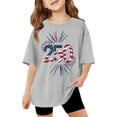 thumbnail image 1 of FYDUU T-Shirts Filles 4 Juillet T-Shirts Été T-Shirts Oversize T-Shirts Graphiques Jour de l'Indépendance T-Shirts Col Rond Manches Courtes T-Shirts Décontractés Hauts Polyvalents, 1 of 4