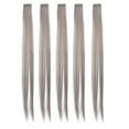 thumbnail image 1 of 5 extensiones de cabello liso con clip, color brillante, 21,65 pulgadas, para cosplay y fiesta, color gris., 1 of 14