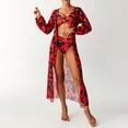 thumbnail image 5 of Ailaofu Women's Floral Bikini Sets with Mesh Cover Up, Top Swim Trunks 3 Piece, 5 of 5