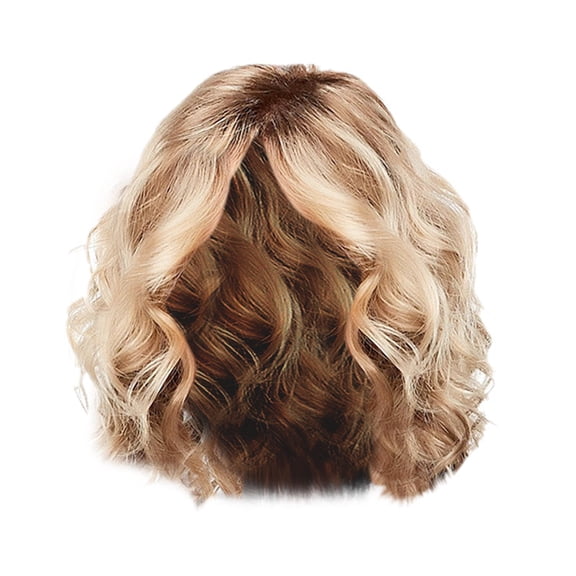 LHWEN Wig Women'S Medium And Long Curly Hair Medium Pear Flower Perm Short Hair Fashion Golden Dyed Wig Hair Set Beauty Salon Straight Hair Fun Lace Wavy Curls Braided Hair Synthetic Hair bohon