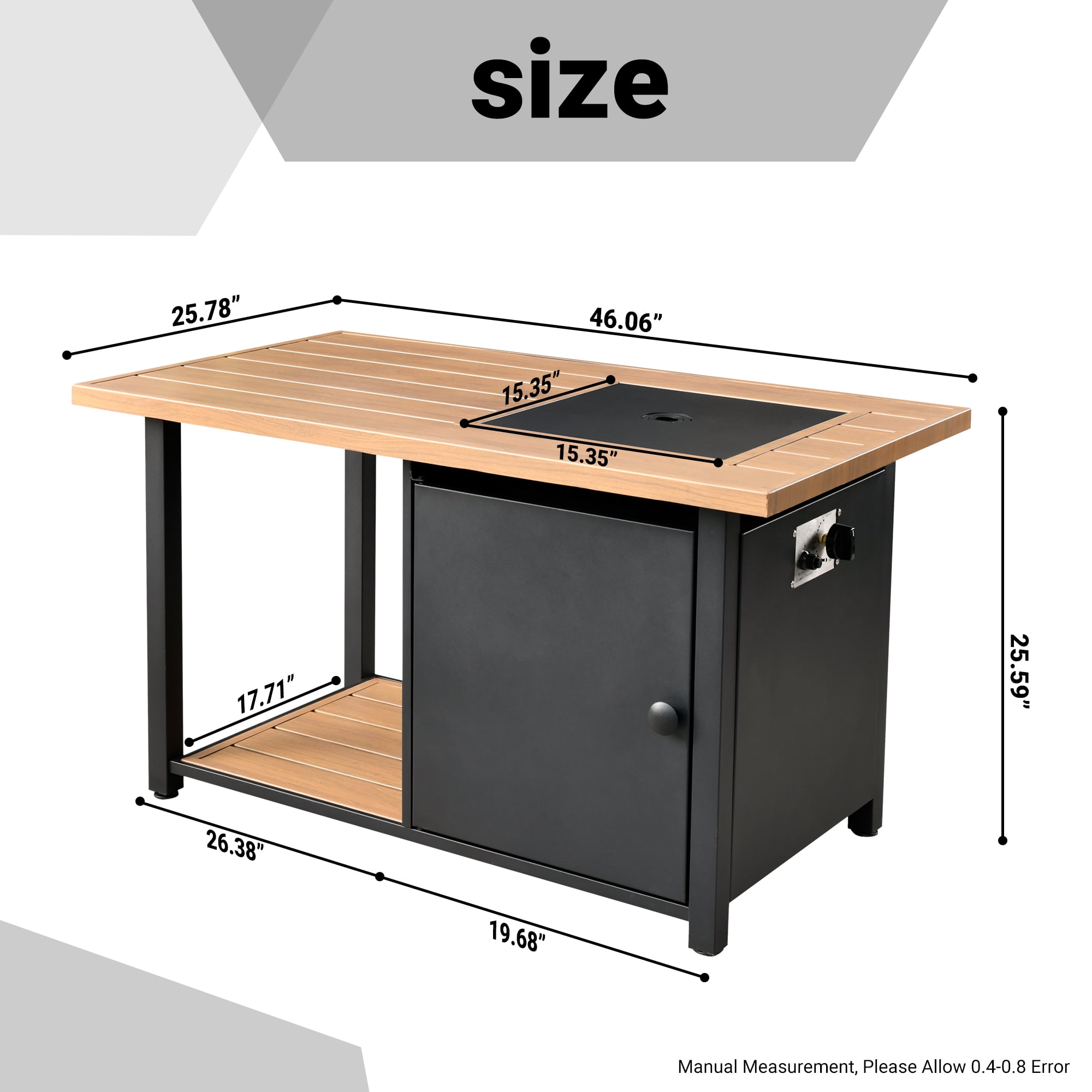 XIZZI Outdoor Gas Propane Fire Pit Table Smokeless Large Rectangle Stainless Steel Frame Fire Pit Table with Removable Lid and Lava Rock
