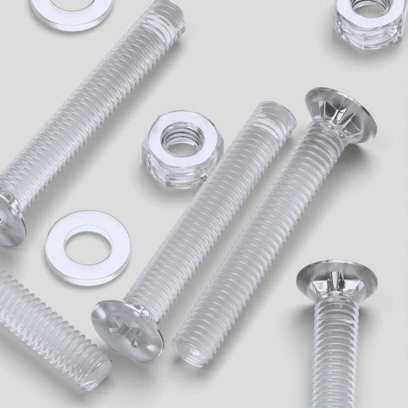 20 x Crosshead Countersunk Screw Nuts and bolts, Transparent Clear Plastic Acrylic, M6 x 40mm - Acrylic Plastic Screws, (15/64 x 1 37/64 in)