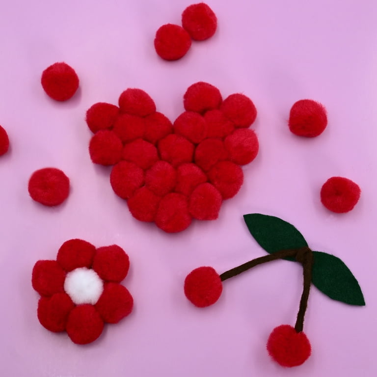 Hello Hobby 80pc 1inch Red Pom Poms, Soft Fuzzy Craft