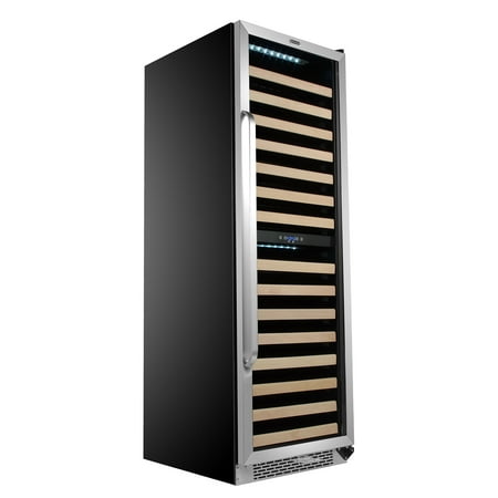 Whynter 164 Bottle 15 Shelf Lockable Dual Zone Wine Fridge  Black &amp; Steel