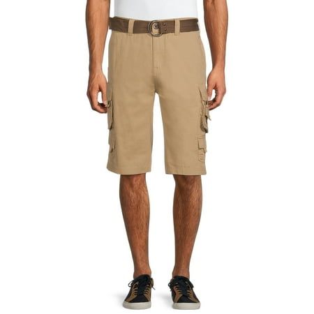 Lazer Mens Belted Ripstop Stacked Cargo Shorts, Waist Sizes 29"-40"