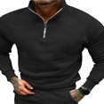 thumbnail image 1 of Solid Color Men‘s Fleece Sweatshirt with Half Zipper and Stand Collar, 1 of 3