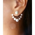 thumbnail image 3 of Sterling Silver Graduated Cultured Pearl Huggie Jacket Earrings, 3 of 5