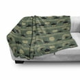 thumbnail image 3 of Tea Party Soft Flannel Fleece Blanket, Chinese Culture Inspired Tea Time Lantern Teapot and Fan Oriental, Cozy Plush for Indoor and Outdoor Use, 50" x 70", Reseda Green Black Cream, by Ambesonne, 3 of 6