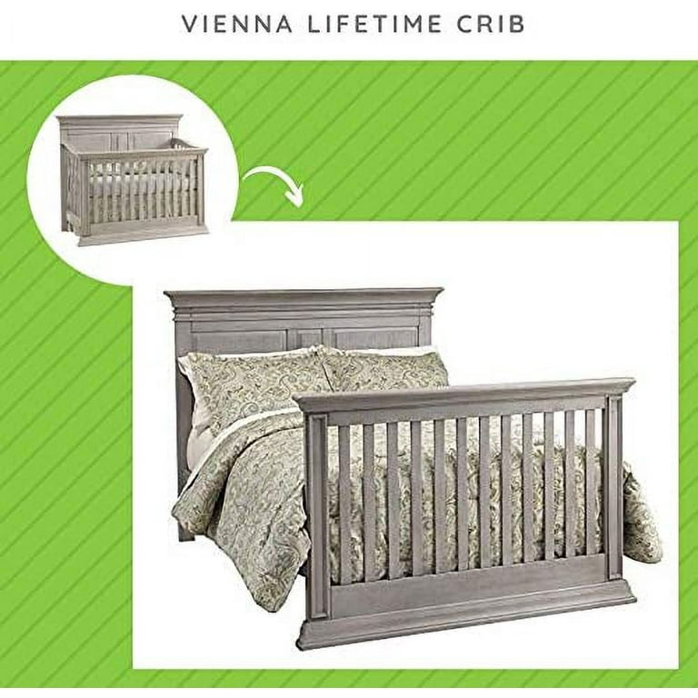 Full-Size Conversion Kit Bed Rails for Baby Cache Cribs (Ash Gray