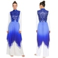 thumbnail image 2 of renvena Women Liturgical Praise Tunic Overlay Dress Lyrical Dance Contemporary Worship Royal Blue S, 2 of 7