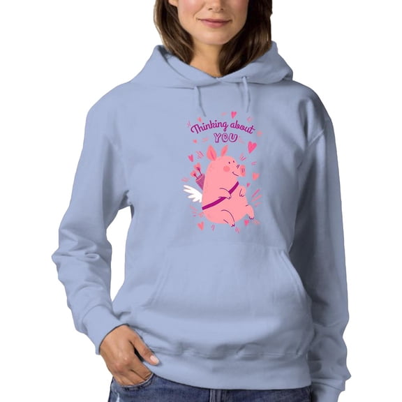 Thinking About You, Cupig Hoodie Women -Smartprints Designs, Female XX-Large
