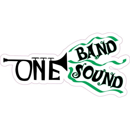 - 8in x 4in Green Trumpet One Band One Sound Sticker Marching Music Decal