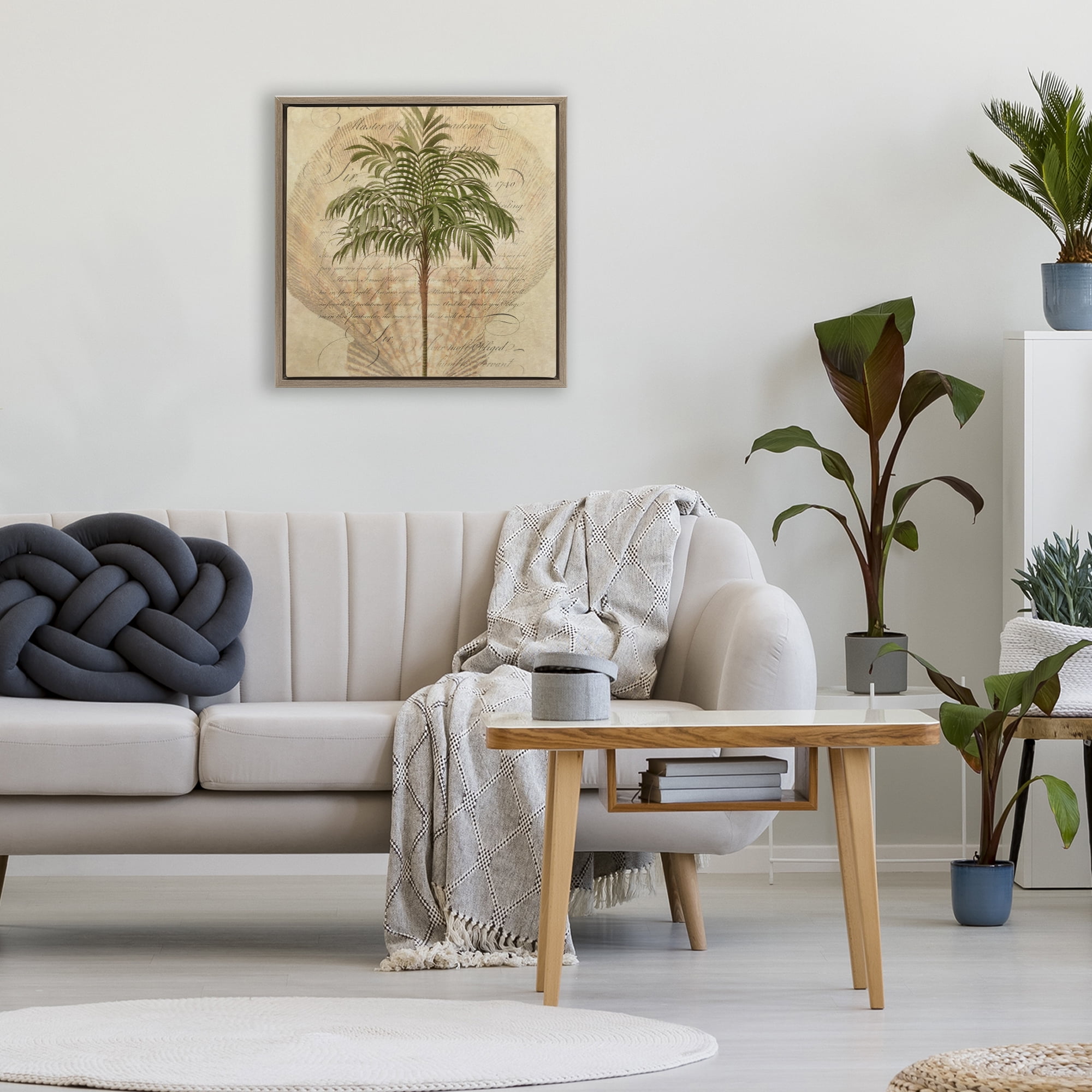 Stupell Industries Subdued Tropics Palm Brown Framed Floater Canvas Wall Art, design by Steve Hunziker