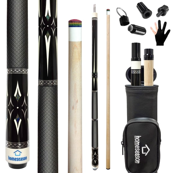 Pool Cue Stick 58" Canadian Maple Billiard Cue Sticks 19oz Professional Competition Low Deflection Pool Sticks with Cue Case 13mm Leather Tip