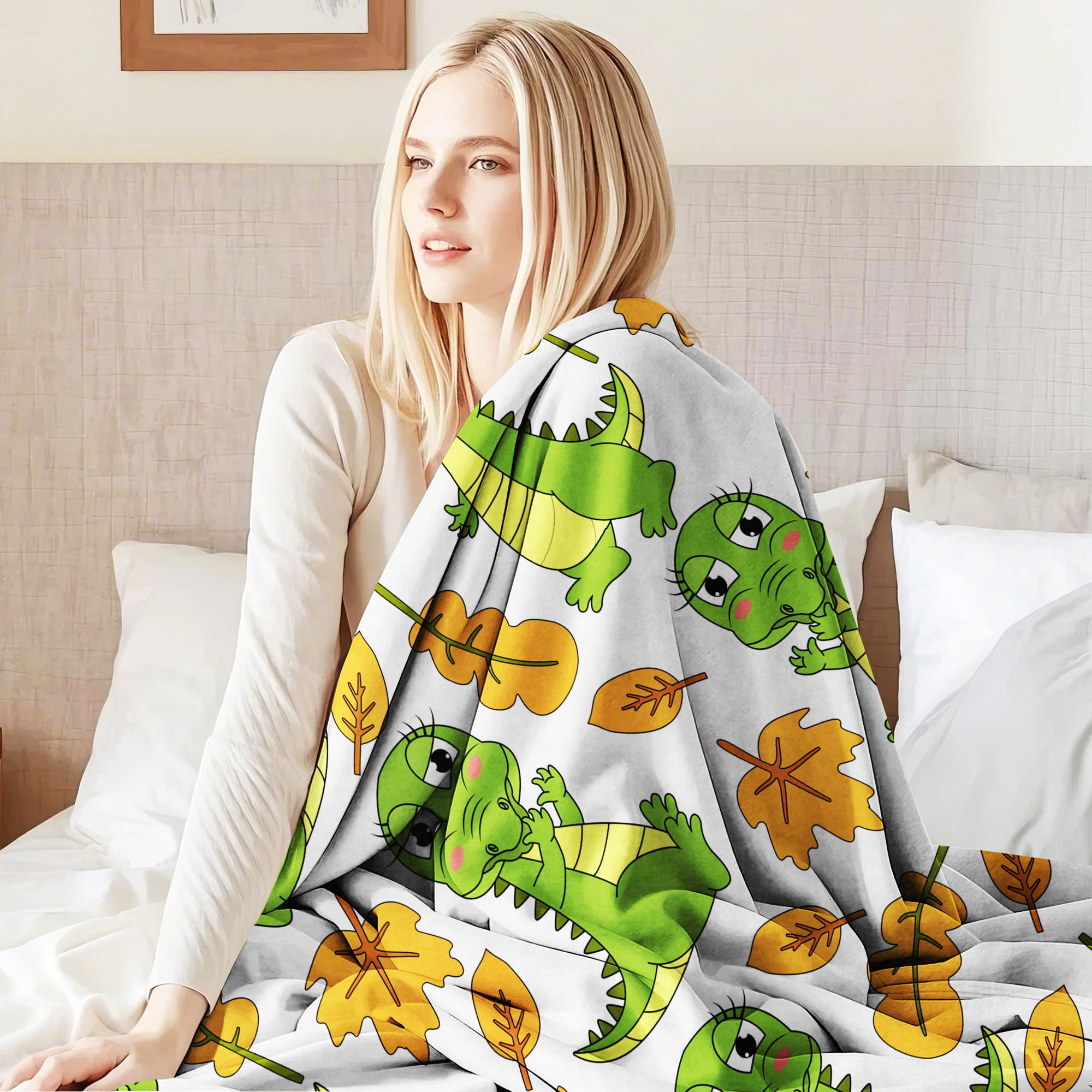 Flannel Fleece Twin Blanket, Soft Large Twin Blanket, Lightweight Cozy Plush Twin Blanket Fit Sofa Bed, 60"x80", Dinosaur