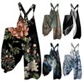 thumbnail image 5 of Guiexla Women Jumpsuit Sleeveless Wide Leg Ethnic Style Print Loose Deep Crotch Low-cut Pockets Cross Back Suspender Jumpsuit, 5 of 7
