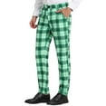 thumbnail image 4 of Unique Bargains Men's Plaid Slacks Regular Fit Flat Front Work Prom Checked Pants 28 Light Green, 4 of 6
