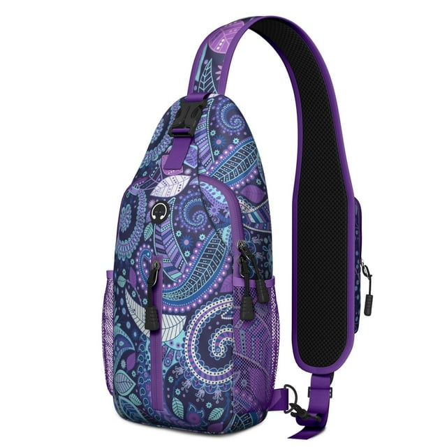 Rustic Floral Sling Backpack – Chic Boho Crossbody Daypack, Lightweight Anti-Theft Travel Bag with Adjustable Strap & Multiple Compartments