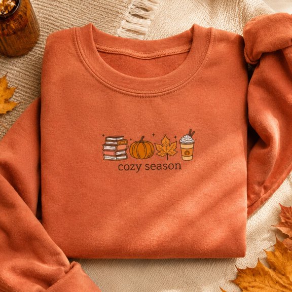 Halloween Shirt, Cozy Season Books Pumpkin Coffee Sweatshirt, Minimalist Fall Hoodie, Autumn Reader T-Shirt, Thanksgiving Gift for Book Lovers