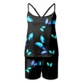 thumbnail image 3 of Women Pajamas Sets Sleeveless Butterfly Print Camis And Shorts Homewear Casual Sleepwear Summer 2 Piece Set Loungewear, 3 of 3
