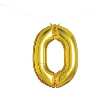 34" Number 0 Foil Balloon: Gold Birthday Decoration, Solid Pattern, All Ages