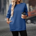 thumbnail image 5 of Women's Oversized Crewneck Sweatshirt Long Sleeve Fleece Pullover Fall Fashion Casual Tunic Top with Pocket No Hood, 5 of 7