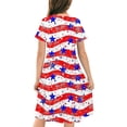 thumbnail image 4 of Odeerbi Niñas Día de La Independencia Vestido de Línea A Verano Patriótico Cuello Redondo Manga Corta Vestido Casual, 4 of 9