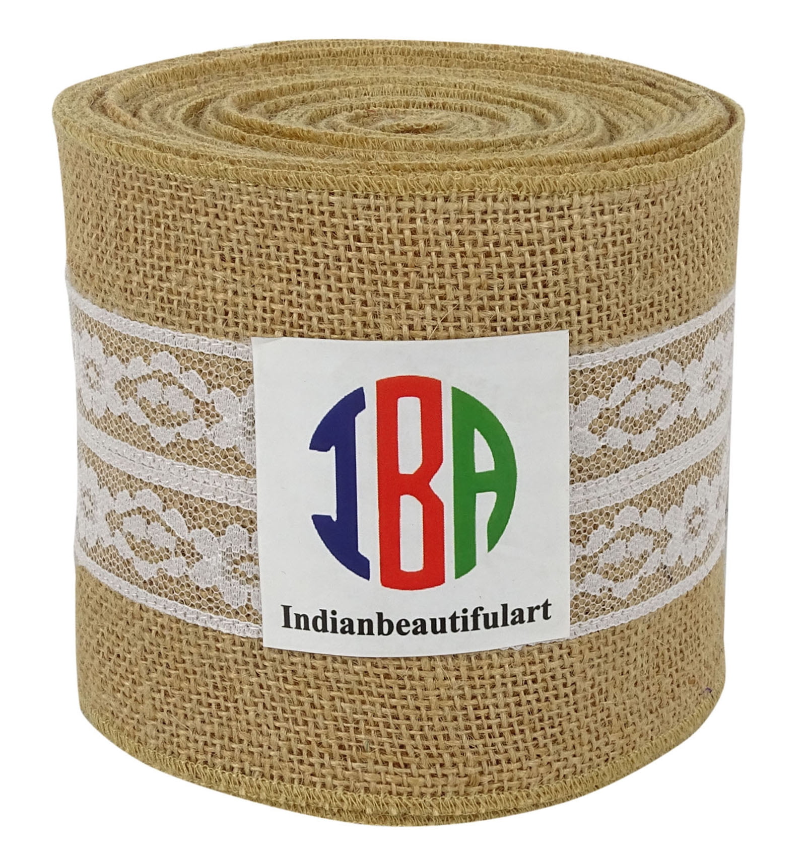 IBA Indianbeautifulart 10 Yard Natural Burlap Fabric Lace Wired Jute Trim Wedding Embellishments Ribbons For Crafts-4 Inches