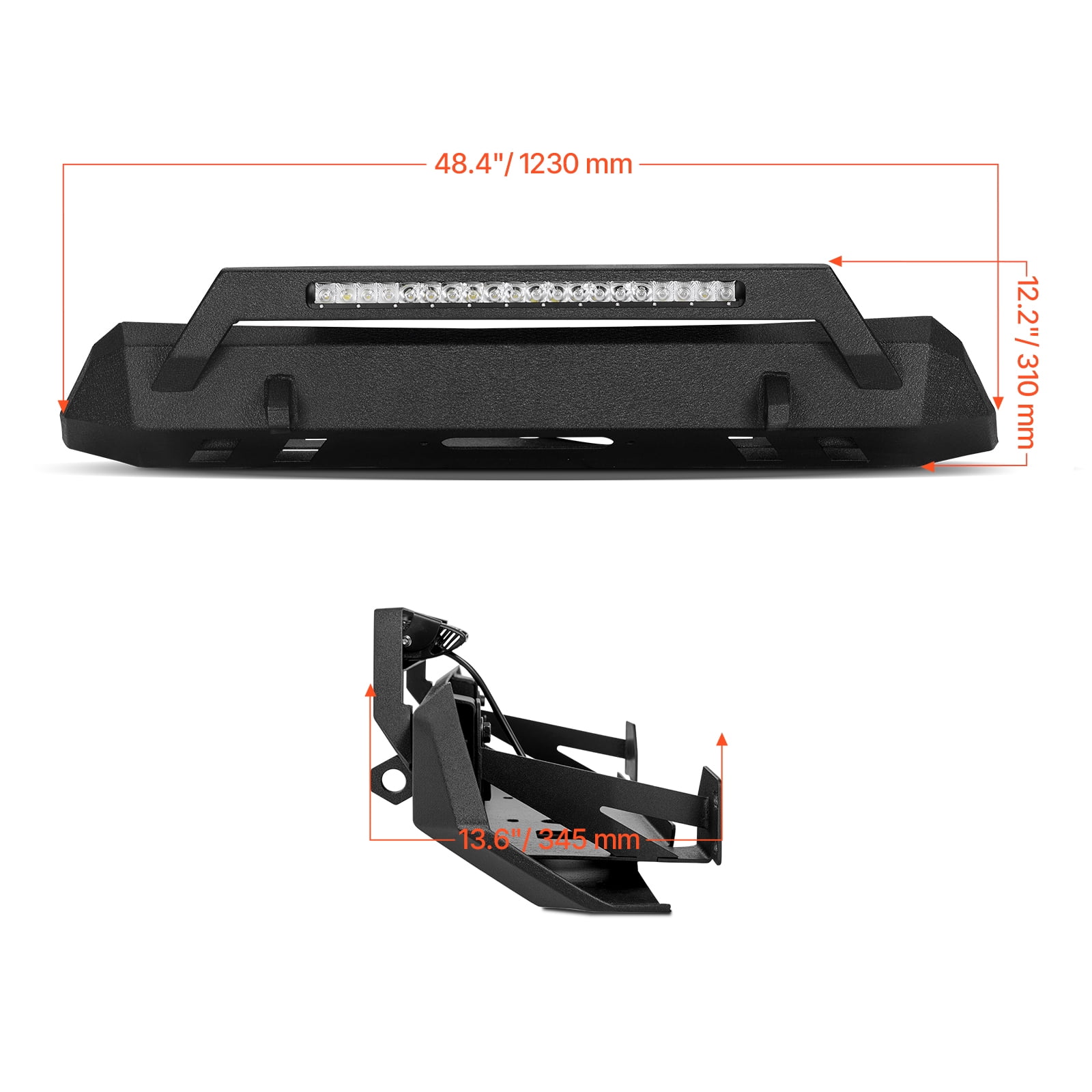 KFFKFF Front Bumper Compatible with 2016-2023 Toyota Tacoma, Pickup Truck Bumper with LED Light Bar, Winch Plate & D-Ring Mounts, Durable Steel Construction with Protective E-Coating