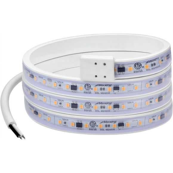 TRAHOO-48 in. Hardwired LED Under Cabinet Strip Light, 1840 Lumens, 3000K Warm White, Kitchen and Living Room 120V White Cove Lighting, No Power Supply Needed