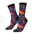 thumbnail image 1 of Wukai Tropical Flower Print Contrast Color Mid-tube Socks, 3D Printing Design Adult Socks, High Elastic Breathable Sports Socks, Suitable for Daily,Unisex, 1 of 6