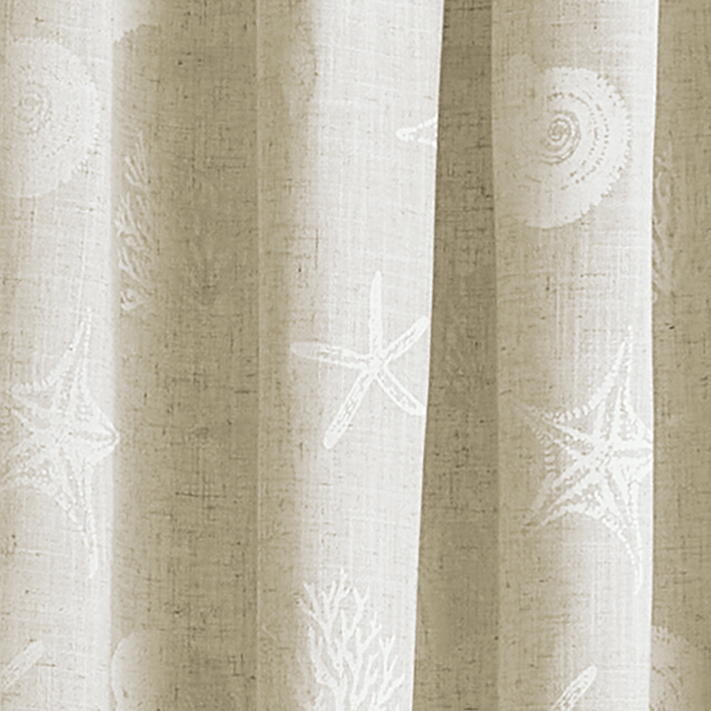 CHF Seashells 63" Curtain Panel, Printed, Linen, Adult