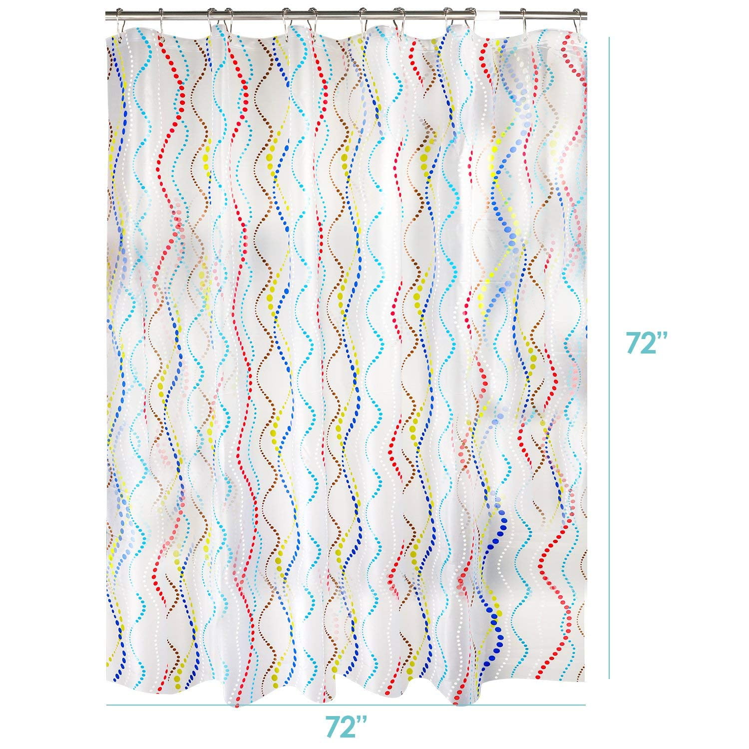 Mildew Resistant Shower Curtain Waterproof & Antibacterial, 72"x72