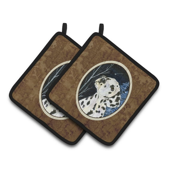 Carolines Treasures SS8370PTHD Starry Night Dalmatian Pair of Pot Holders, 7.5HX7.5W, multicolor