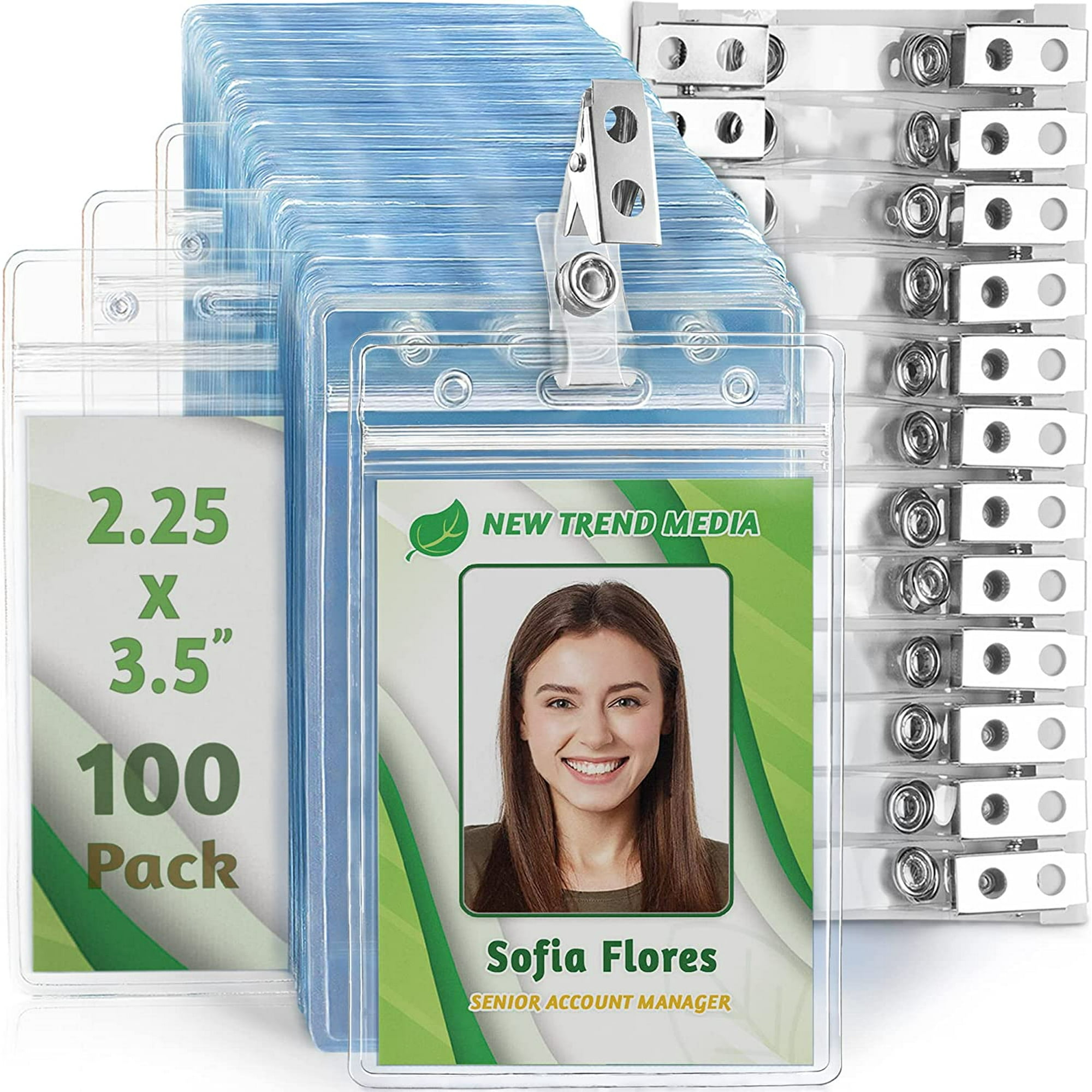 Clear Vinyl ID Badge Card Holder (Pack of 100)