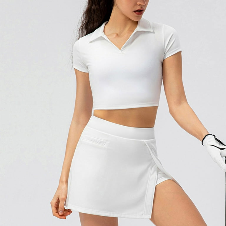 Funicet Gifts savings Deals! Tennis Dress for Women 2PCs Set Dress V Neck  Short Sleeve Summer T-shirts Shirts with Built in Bra Workout Dress for  Golf 