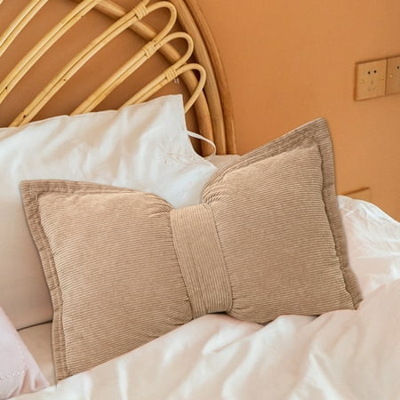 Fmbmuo Bow Knot Throw Pillow – Solid Color Decorative Cushion for Sofa & Bed