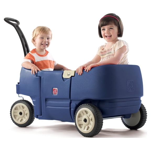 Step2 Wagon for Two Plus Blue Foldable Wagon for Kids with Seats