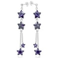 thumbnail image 2 of AeraVida Sparkling and Trendy Hanging Stars Purple Cubic Zirconia Sterling Silver Post Stud Chain Dangle Earrings Elegant Casual Wear Jewelry Gifts for Women, 2 of 4