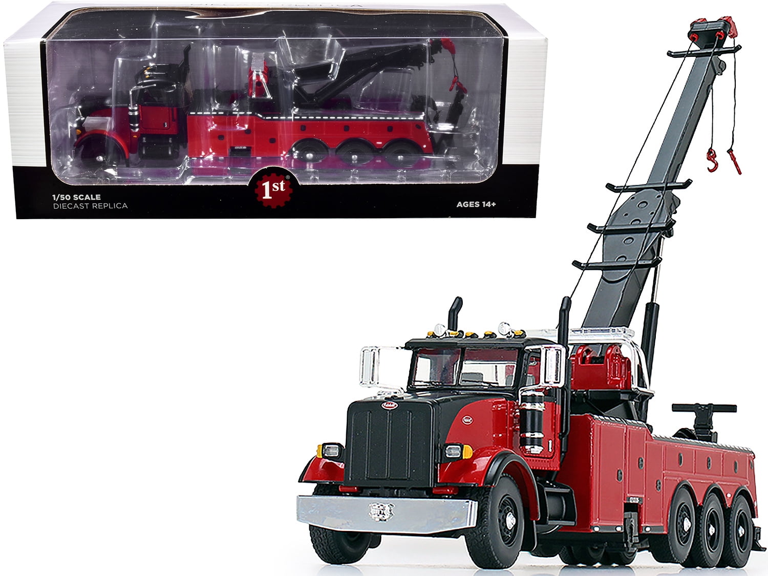 Peterbilt 367 Century 1060S Wrecker Tow Truck Black and Red 1/50